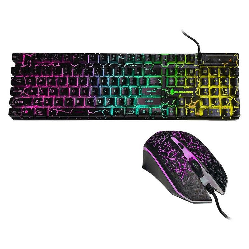 کیبورد و ماوس گیمینگ شیپادو مدل D500، سوییچ ممبران، Full-Size، نورپردازی LED RGB