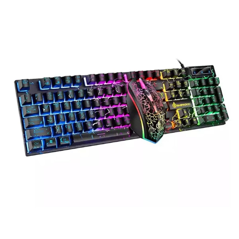 کیبورد و ماوس گیمینگ شیپادو مدل D500، سوییچ ممبران، Full-Size، نورپردازی LED RGB