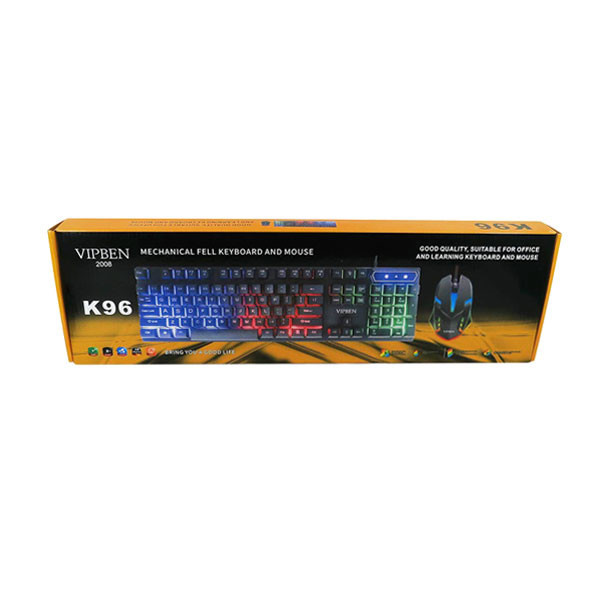 کیبورد و موس مخصوص بازی مدل K96، سوییچ ممبران، Full-Size، نورپردازی RGB