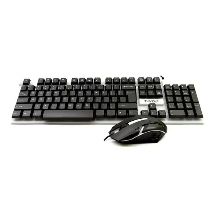 کیبورد و موس مخصوص بازی تی ولف مدل TF230، سوییچ ممبران، Full size، نورپردازی LED RGB