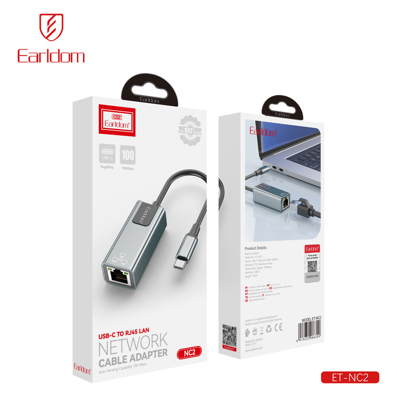 کارت شبکه اکسترنال مبدل USB-C به LAN ارلدام مدل NC2 RJ45