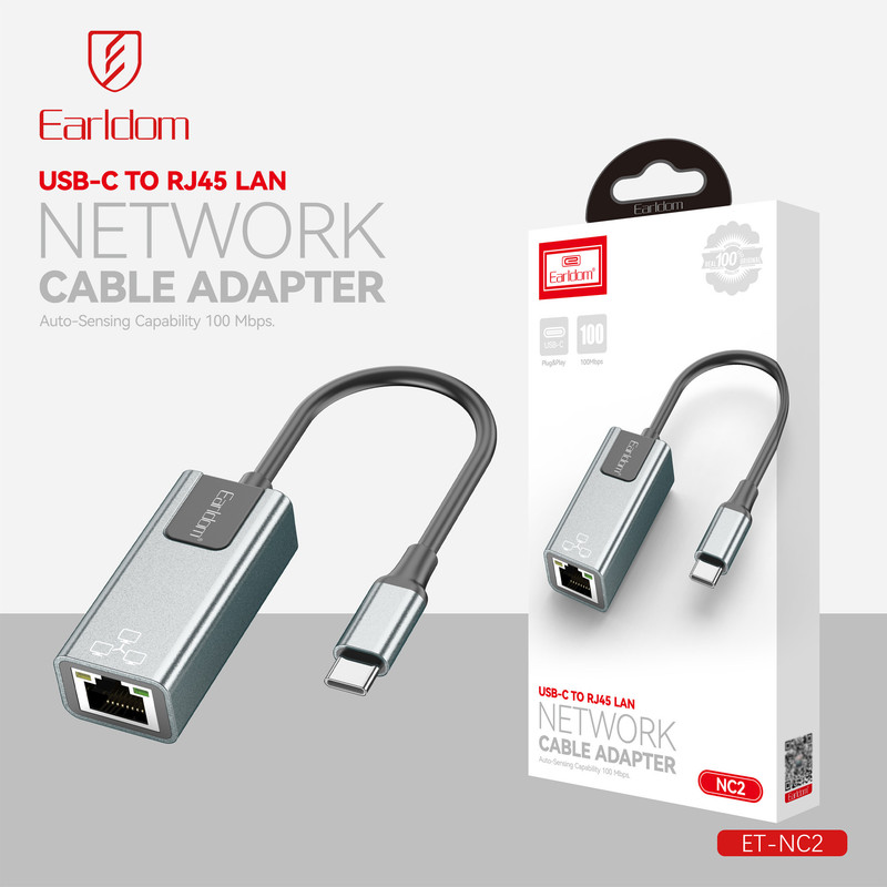 کارت شبکه اکسترنال مبدل USB-C به LAN ارلدام مدل NC2 RJ45