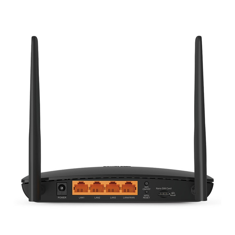 مودم روتر بیسیم 4G LTE تیپیلینک مدل TL-MR6400 با دو آنتن خارجی، شبکه Wi-Fi 2.4 گیگاهرتز، پشتیبانی از 32 کاربر، چهار پورت LAN 10/100 مگابیت و فایروال پیشرفته