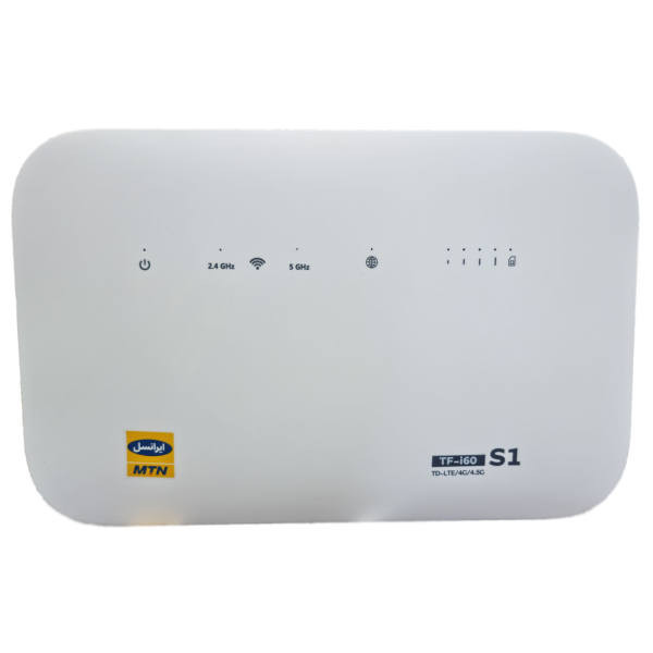 مودم 4G/TD-LTE خانگی ایرانسل مدل TF-i60 S1 با پشتیبانی همزمان 32 کاربر، 4 شبکه بیسیم مستقل، 4 پورت LAN، آنتن 5dBi و سیمکارت 300 گیگابایت اینترنت 6 ماهه