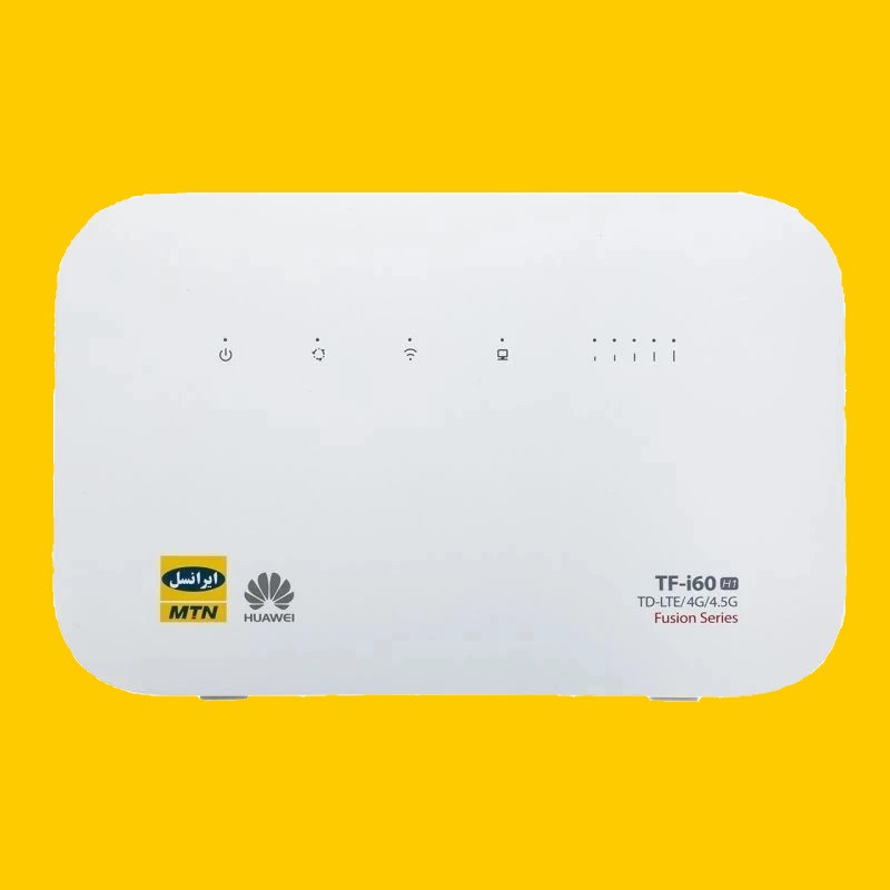 مودم روتر بیسیم 4G ایرانسل مدل TF-i60 S1 با پشتیبانی شبکه TD-LTE، اتصال همزمان دو سیم کارت، حداکثر 32 کاربر، آنتن داخلی و رابط RJ-45 WAN/LAN
