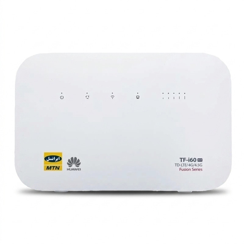 مودم روتر بیسیم 4G ایرانسل مدل TF-i60 S1 با پشتیبانی شبکه TD-LTE، اتصال همزمان دو سیم کارت، حداکثر 32 کاربر، آنتن داخلی و رابط RJ-45 WAN/LAN
