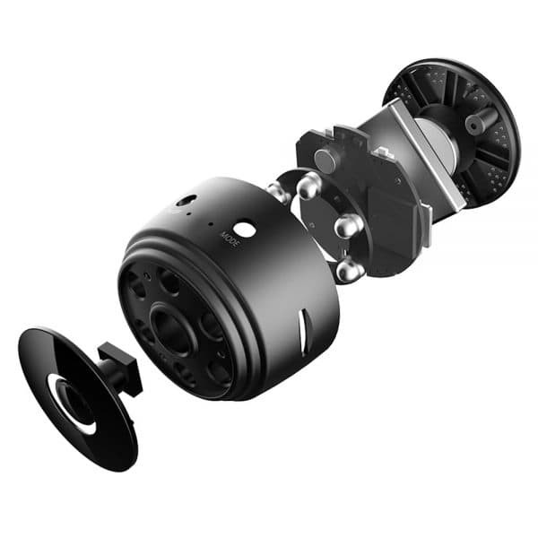 دوربین مداربسته بیسیم کوچک تحت شبکه SQT V380 با کیفیت 2 مگاپیکسل، لنز 1.7 میلیمتری و زاویه دید 110 درجه، مجهز به میکروفن داخلی، دید در شب تا 5 متر، باتری داخلی با شارژ USB، پشتیبانی از کارت حافظه تا 128GB و انتقال تصویر آنلاین از طریق نرمافزار V380 PRO