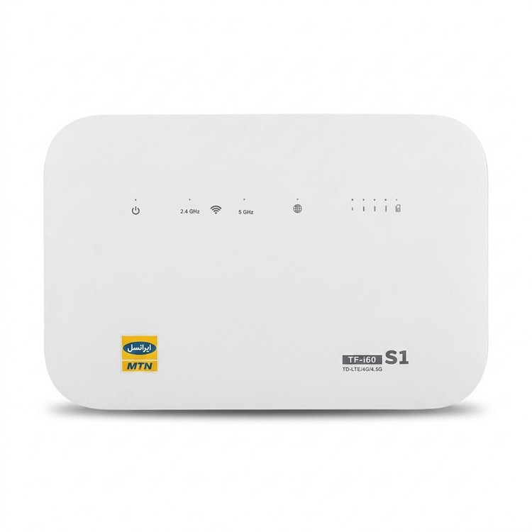 مودم روتر خانگی 4G LTE ایرانسل مدل TF-i60 S1 با پشتیبانی 32 کاربر همزمان، سرعت 300 مگابیت بر ثانیه، پورت WAN، قابلیت ایجاد 4 شبکه بیسیم مستقل و سیمکارت TD-LTE همراه با 50 گیگابایت اینترنت رایگان
