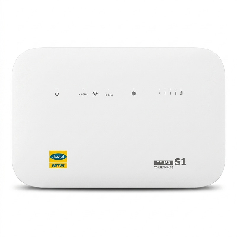 مودم 4G TD-LTE ایرانسل مدل TF-i60 S1 با سیم کارت و 300 گیگابایت اینترنت 6 ماهه، پشتیبانی همزمان 32 کاربر، 4 پورت LAN، چهار شبکه بیسیم مستقل، سرعت دانلود 300 مگابیت بر ثانیه و آنتن 5dBi