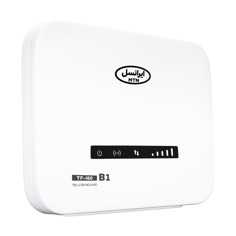 مودم روتر خانگی ایرانسل مدل TF-i60 B1 با پشتیبانی از شبکه نسل 4 ثابت و اینترنت همراه، وایفای AC در باند 5 گیگاهرتز، اتصال همزمان 32 کاربر و دو سیمکارت FD و TD