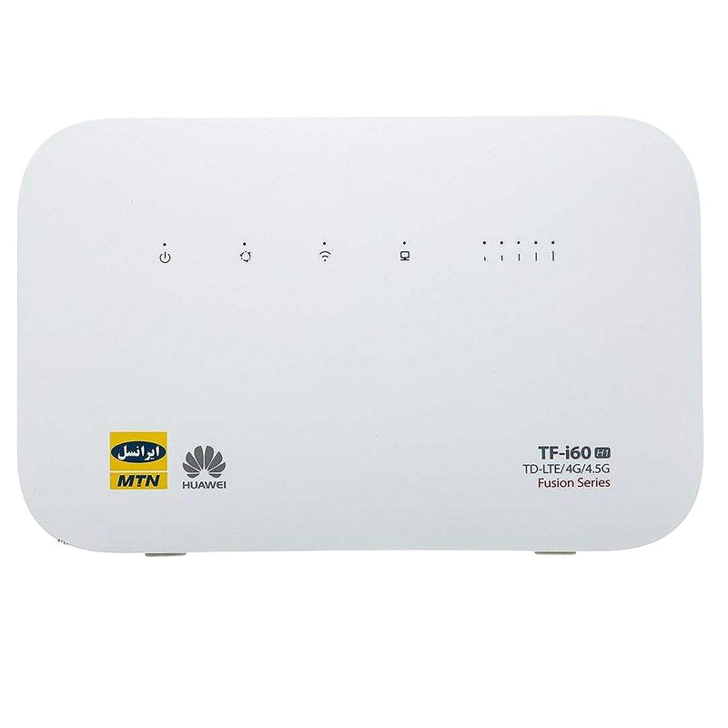 مودم 4G TD-LTE ایرانسل مدل tfi60 s1 با منبع تغذیه برق شهری، پشتیبانی از شبکه TD-LTE، رابط RJ-45، همراه با سیم‌کارت دائمی و 20 گیگابایت اینترنت یک ماهه