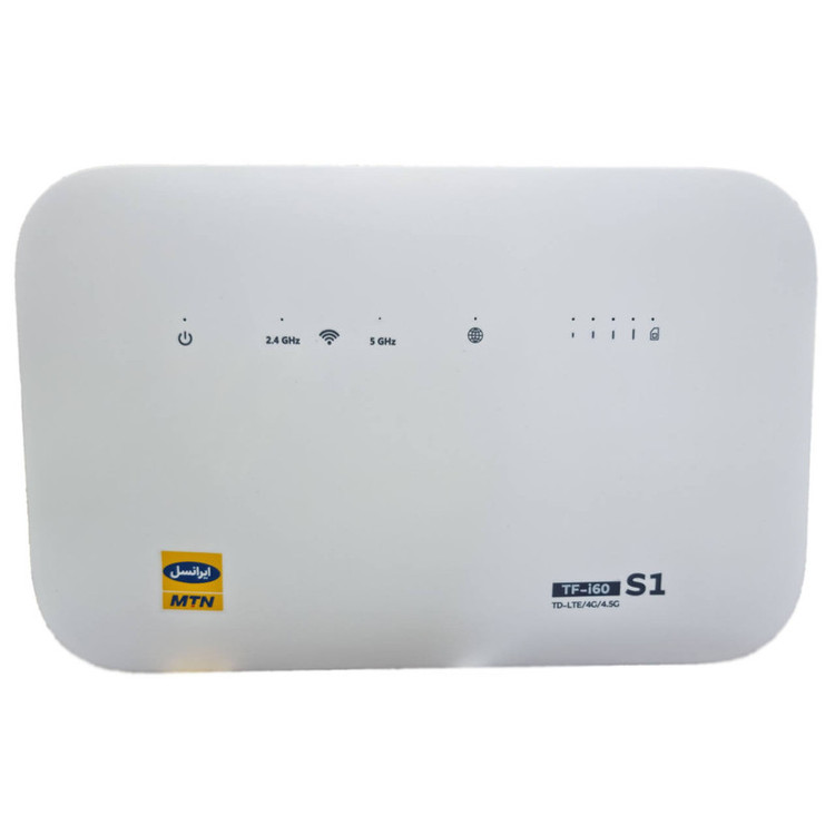 مودم 4G/4.5G ایرانسل مدل TF-i60 S1 با پشتیبانی از TD-LTE، اتصال بیسیم و باسیم، قابلیت استفاده همزمان تا 32 کاربر، پورت WAN و امکان ایجاد 4 شبکه بیسیم مستقل، همراه با سیمکارت دائمی و بسته اینترنت 60 گیگابایت شش ماهه