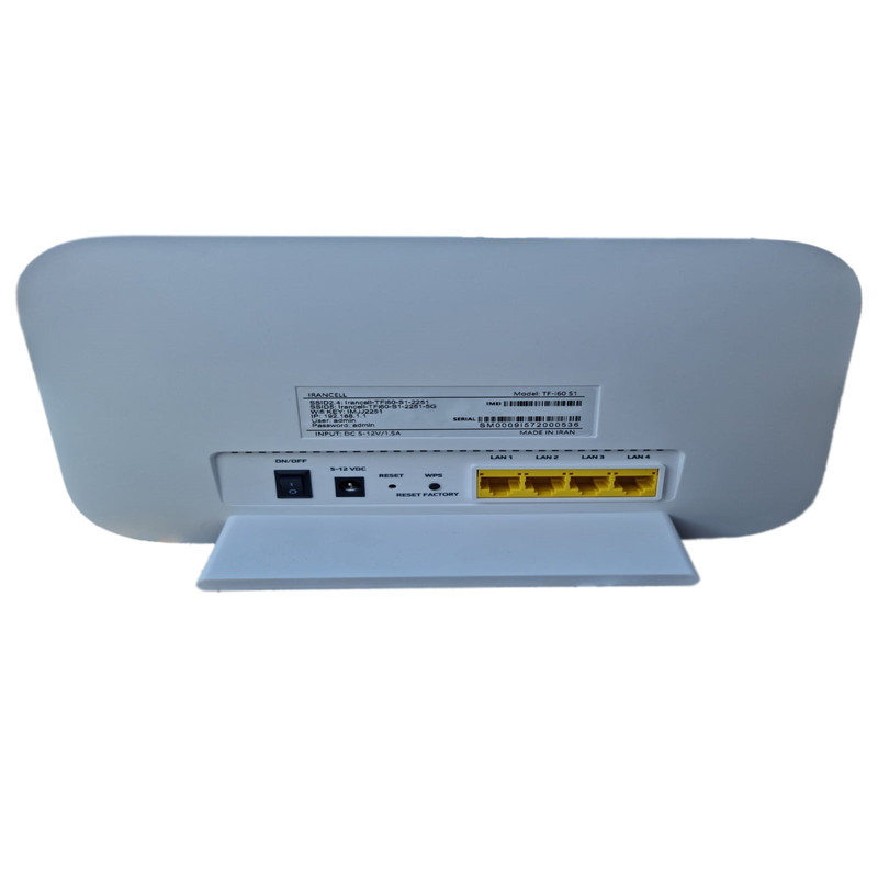 مودم بیسیم ایرانسل مدل TF-i60 S1 با پشتیبانی از شبکه 4G/TD-LTE، امکان اتصال همزمان 32 کاربر، 4 شبکه وایفای مستقل، پورت WAN و همراه با سیمکارت دائمی و اینترنت 40 گیگابایت شش ماهه