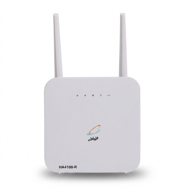 مودم روتر رومیزی 4G LTE همراه اول مدل HA4100 با پشتیبانی از 32 کاربر، SMS، VPN و Wi-Fi، دارای 2 آنتن MIMO و درگاه LAN RJ45، بههمراه کارت فعالسازی سیمکارت اعتباری و 70 گیگابایت اینترنت هدیه