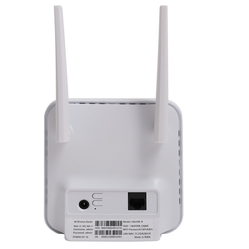 مودم روتر رومیزی 4G LTE همراه اول مدل HA4100 با پشتیبانی از 32 کاربر، SMS، VPN و Wi-Fi، دارای 2 آنتن MIMO و درگاه LAN RJ45، بههمراه کارت فعالسازی سیمکارت اعتباری و 70 گیگابایت اینترنت هدیه