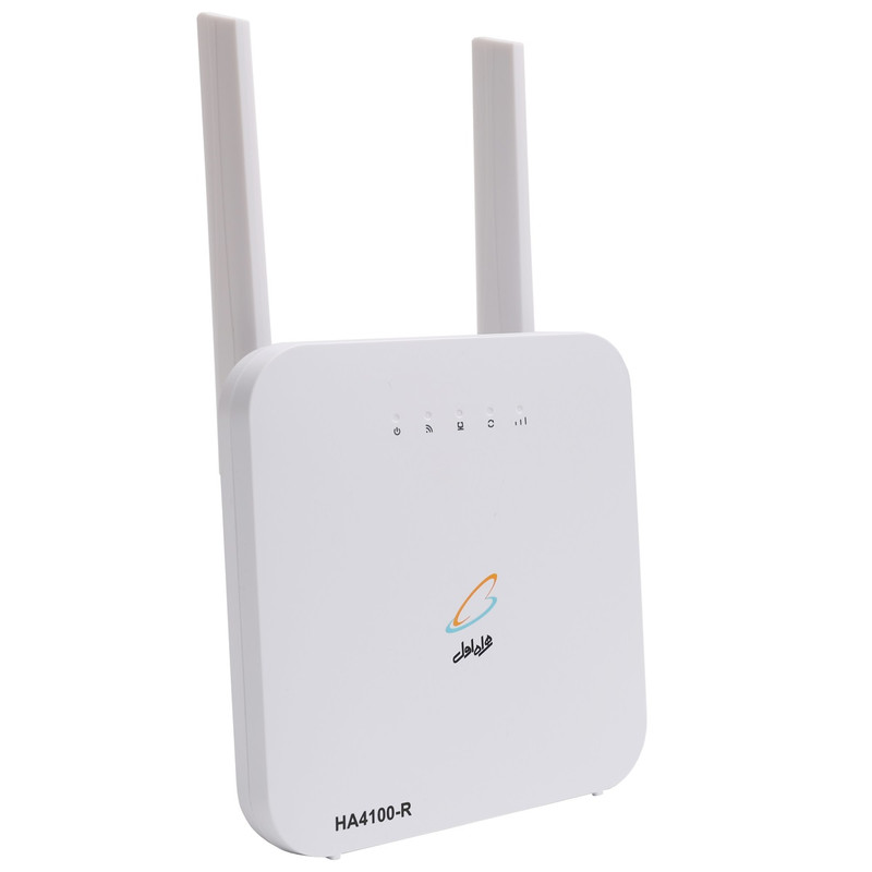 مودم روتر رومیزی 4G LTE همراه اول مدل HA4100 با پشتیبانی از 32 کاربر، SMS، VPN و Wi-Fi، دارای 2 آنتن MIMO و درگاه LAN RJ45، بههمراه کارت فعالسازی سیمکارت اعتباری و 70 گیگابایت اینترنت هدیه