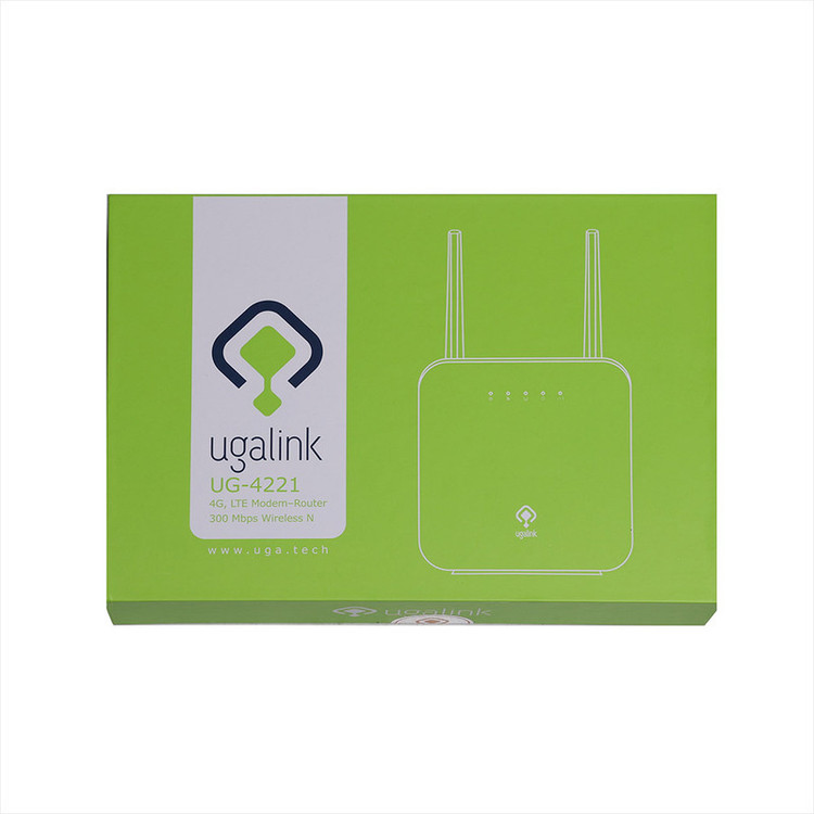 مودم روتر 4G یوگالینک مدل 4221-UG با پشتیبانی از شبکه 4G LTE CAT4، سرعت 150 مگابیت بر ثانیه، دو آنتن خارجی 5dBi، پورت LAN 10/100 و اتصال همزمان 32 کاربر