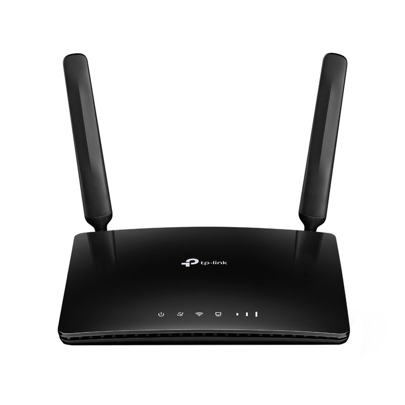روتر 4G LTE خانگی و اداری تی پیلینک مدل TL-MR6400 V5 با دو آنتن خارجی، فرکانس 2.4 گیگاهرتز، سرعت 300 مگابیت بر ثانیه، پورت LAN/WAN 10/100 مگابیتی، پشتیبانی از 64 کاربر و فایروال پیشرفته
