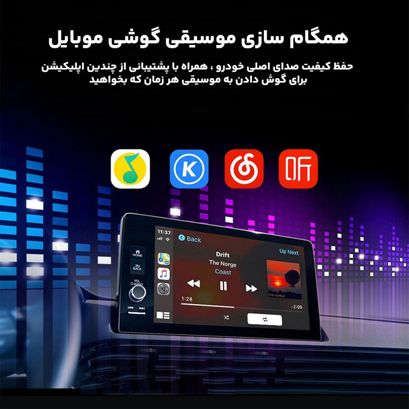 دانگل وایرلس کارپلی، اندروید اتو، میرور لینک و ایر پلی مدل 4in1 Q1A به همراه مبدل USB به USB-C