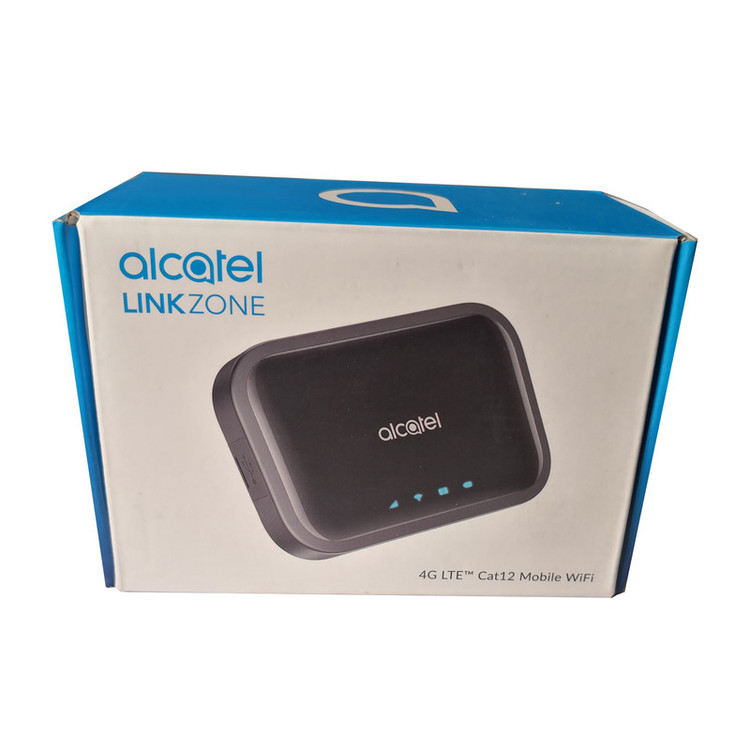 مودم 4.5G قابل حمل آلکاتل مدل LINKZONE MW12VK با باتری 4300 میلیآمپر، پشتیبانی از شبکههای 4.5G و 3G، سرعت دانلود تا 600Mbps، وای فای دو بانده 2.4GHz و 5GHz و اتصال همزمان 20 کاربر