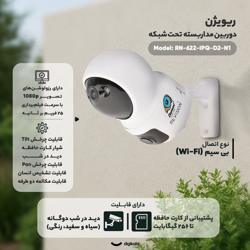 دوربین مداربسته بیسیم تحت شبکه ریویژن مدل RN-622-IPQ-D2-N1