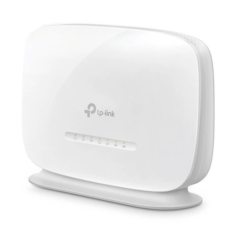 مودم 4G LTE تیپیلینک مدل TL-MR105 با اسلات سیم کارت نانو، پشتیبانی از 32 کاربر همزمان، رابط LAN و WAN، مناسب استفاده خانگی و اداری، سرعت دانلود تا 150 مگابیت بر ثانیه و منبع تغذیه برق شهری