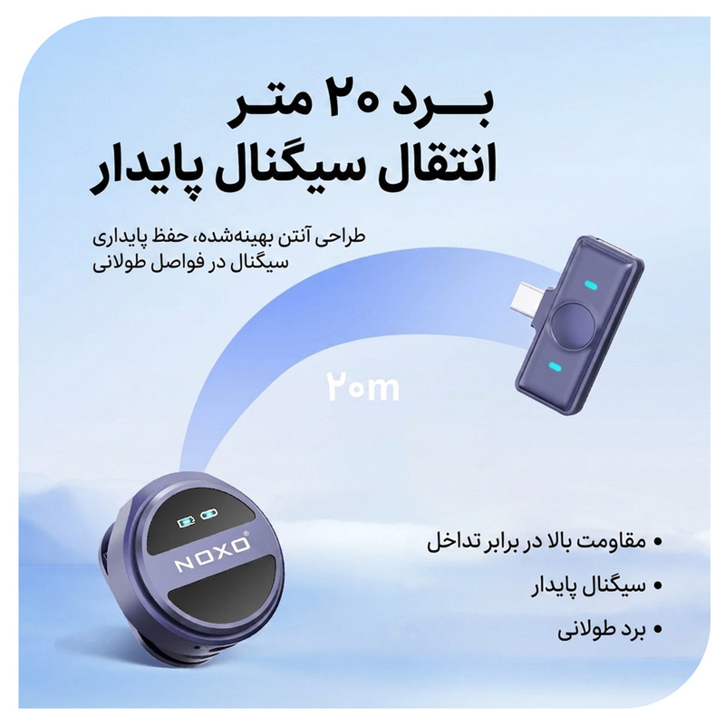 میکروفن بی سیم یقه ای نوکسو مدل MC‑N2 با درگاه اتصال USB‑C