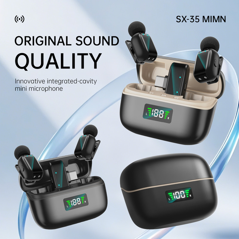 ست میکروفن بی سیم مدل SX35 mini با درگاه اتصال تایپ سی