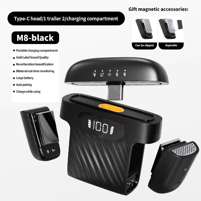 ست میکروفن بی سیم مدل M8 mini با درگاه تایپ سی