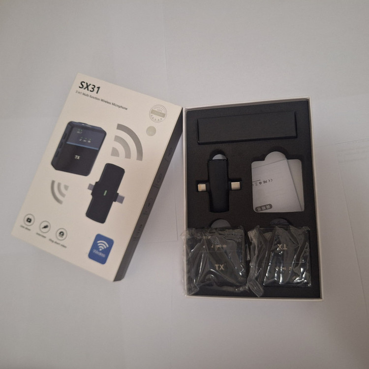 میکروفن یقه ای بی سیم مدل SX31-dual با درگاه تایپ سی و لایتنینگ
