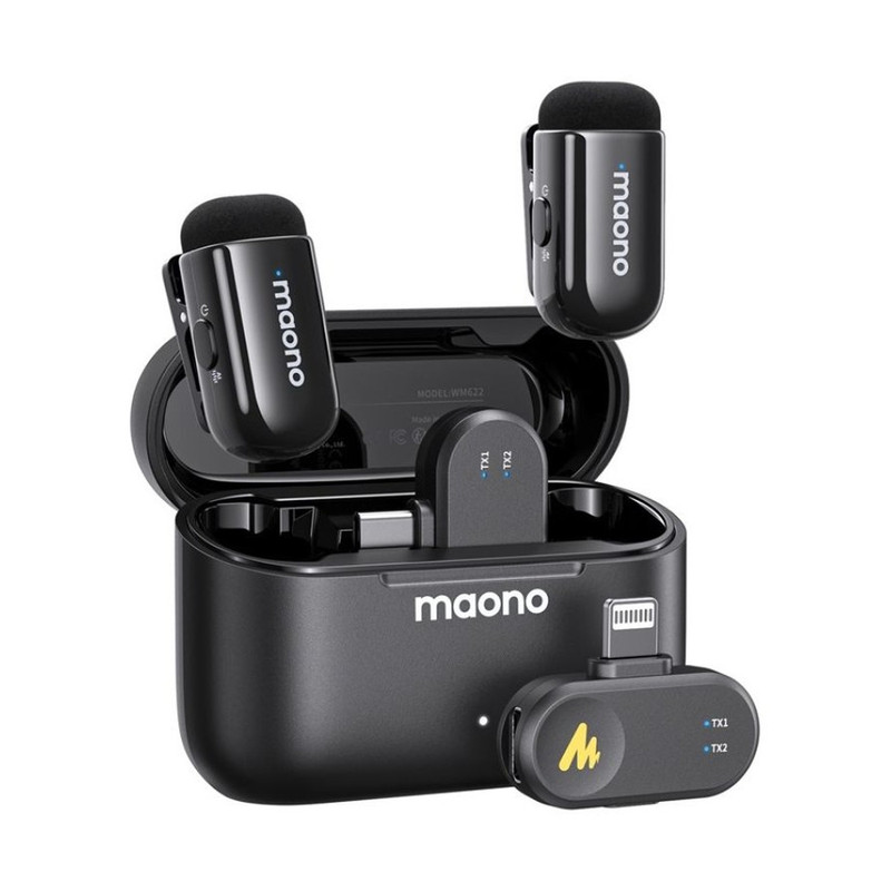 میکروفون بی سیم مائونو مدل Wave T1 mini WM622 PBC2 با درگاه اتصال USB-C و لایتنینگ