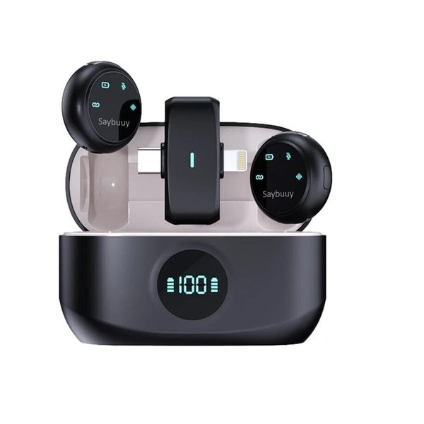میکروفون حرفه‌ای بی‌سیم سی بای مدل Mic1، مناسب ضبط دو نفره با درگاه USB Type C