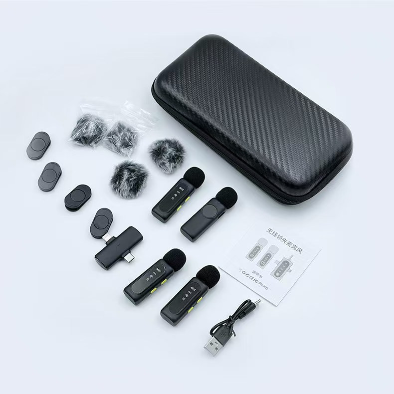 میکروفون حرفهای بیسیم مدل T90 4MIC با درگاه تایپ سی و لایتنینگ و 4 میکروفون