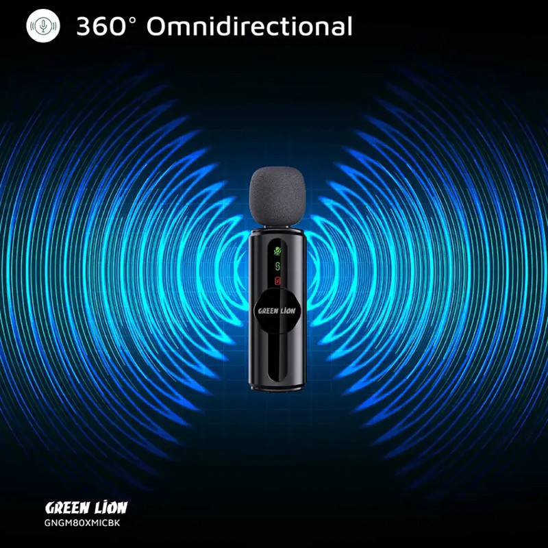 ست میکروفن بی سیم گرین لاین مدل GM-80X با درگاه اتصال لایتنینگ/AUX/USB-C