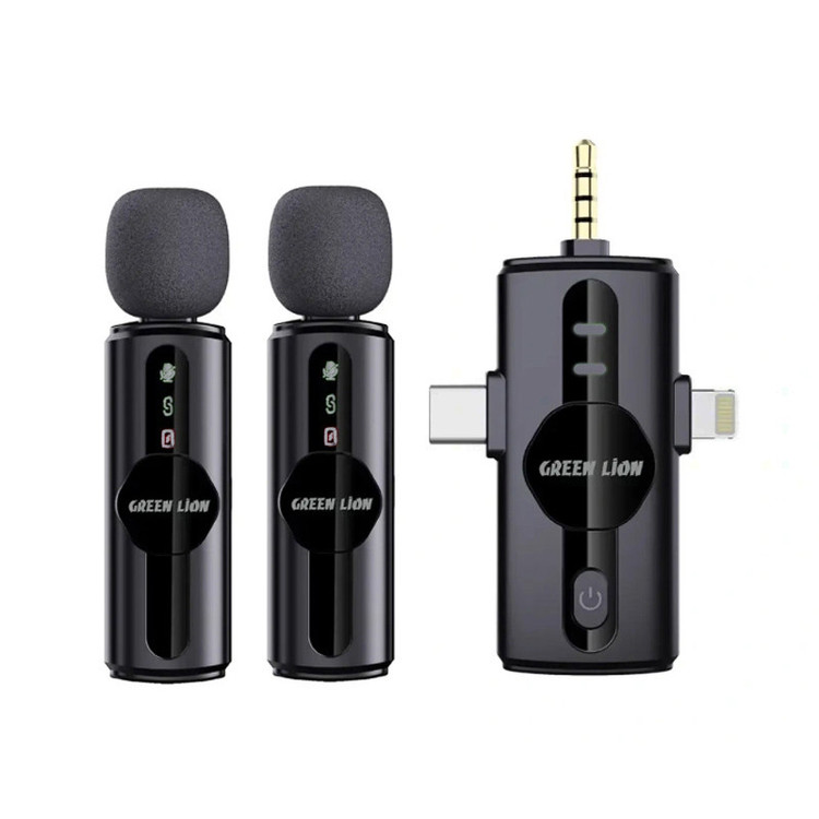 ست میکروفن بی سیم گرین لاین مدل GM-80X با درگاه اتصال لایتنینگ/AUX/USB-C