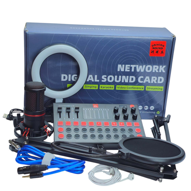 میکروفون کندانسر دراگون ساند مدل pod mic D208 به همراه کارت صدا
