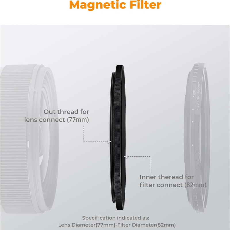 آداپتور لنز کی اند اف مدل MAGNET STEP UP - 58 TO 77