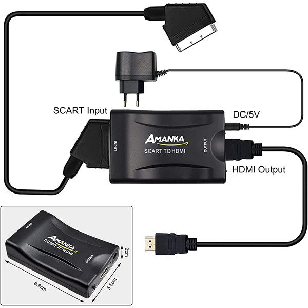 مبدل SCART به HDMI امانکا مدل sc-08