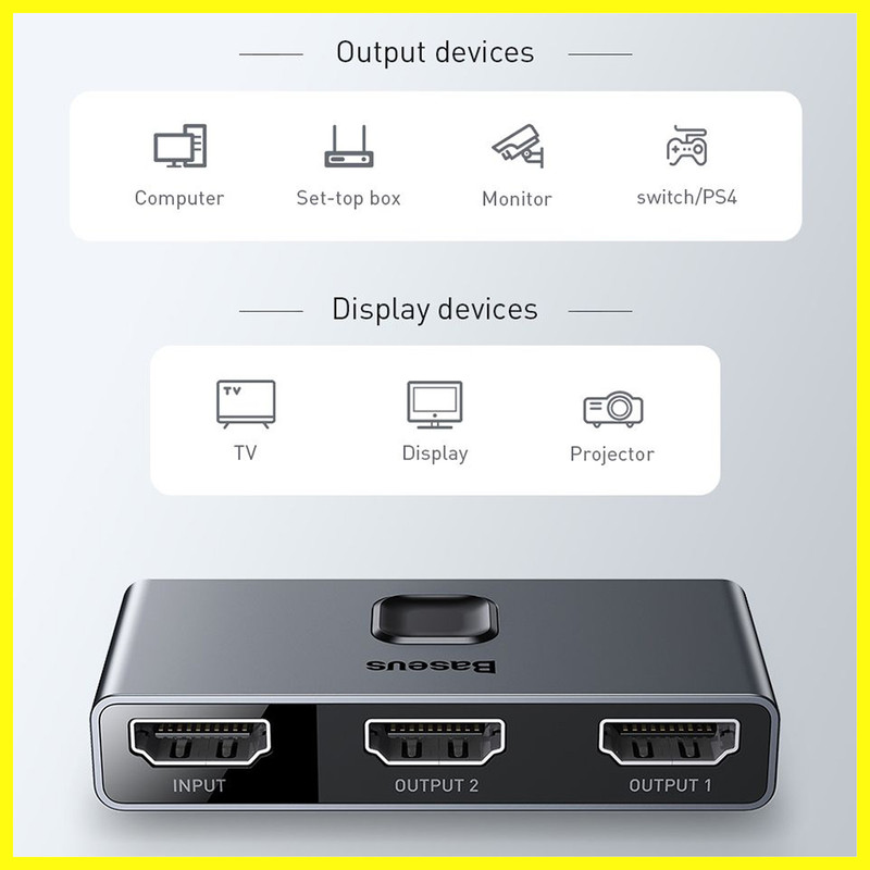 مبدل 1 به 2 HDMI باسئوس مدل CAHUB-BC0G
