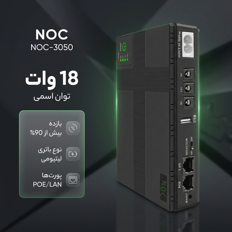 یو پی اس مودم دوربین مدار بسته و کارتخوان POE مدل NOC-3050 ظرفیت 18 ولت آمپر