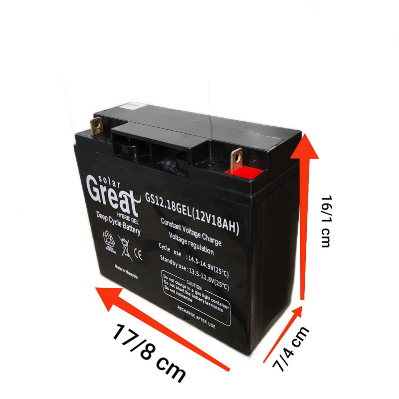 باتری UPS با ولتاژ 12 ولت و شدت جریان 18 آمپرساعت گریت سولار مدل 12V18AH