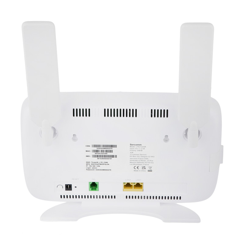 مودم رومیزی 4.5G LTE سرکام مدل LTE2122GR با پشتیبانی Cat18، سرعت دانلود 600Mbps، آپلود 100Mbps، وایفای دو بانده 2.4 و 5 گیگاهرتز، اتصال همزمان 64 دستگاه، دو آنتن تقویتکننده و دو پورت گیگابیتی LAN