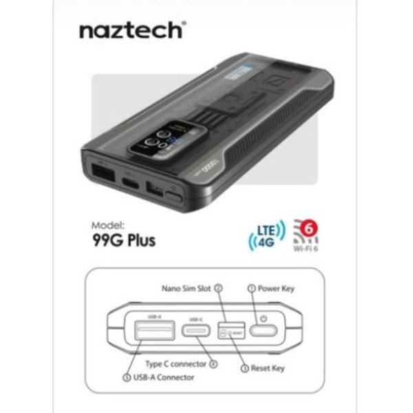 مودم 4G قابل حمل نزتک مدل 99G Plus با آنتن داخلی، درگاه USB Type-C، باتری 10000 میلیآمپری و پشتیبانی از 10 کاربر