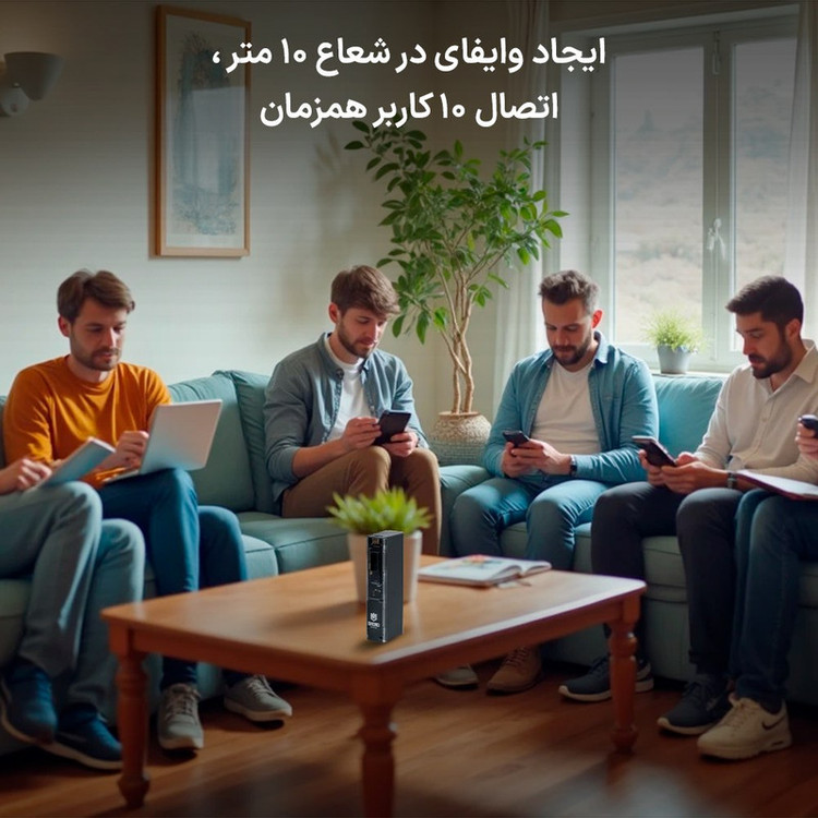 مودم 4G LTE قابل حمل اسفیورد مدل M770 با باتری 8000mAh، پشتیبانی از 10 دستگاه همزمان، سرعت دانلود تا 50Mbps، فایروال داخلی و اتصال وایفای 802.11b/g/n