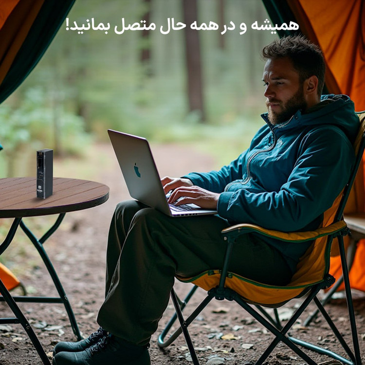 مودم 4G LTE قابل حمل اسفیورد مدل M770 با باتری 8000mAh، پشتیبانی از 10 دستگاه همزمان، سرعت دانلود تا 50Mbps، فایروال داخلی و اتصال وایفای 802.11b/g/n