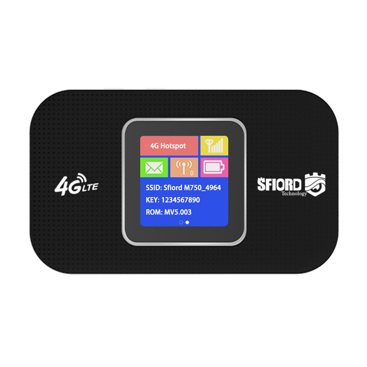 مودم 4G LTE قابل حمل اسفیورد مدل M750 با باتری 3000 میلیآمپرساعت، پشتیبانی از 10 کاربر همزمان، نمایشگر رنگی دیجیتال، اتصال بیسیم WIFI 802.11b/g/n و سرعت دانلود تا 150 مگابیت بر ثانیه