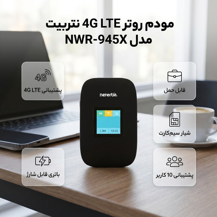 مودم 4G/LTE/3G قابل حمل نتربیت مدل NWR-945X