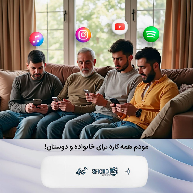 مودم 4G LTE قابل حمل دانگل اسفیورد مدل U700 با پشتیبانی از اینترنت پرسرعت تا 50Mbps، اتصال همزمان تا 10 دستگاه، سازگار با ویندوز، مک، اندروید و iOS، قابلیت اتصال از طریق USB و وایفای، مناسب استفاده در منزل، محل کار، خودرو و مسافرت