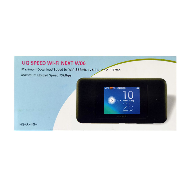 مودم همراه 4G یوکیو مدل Speed Wifi Next W06 با صفحه نمایش 2.4 اینچی تاچ اسکرین، باتری 3000 میلیآمپری با شارژدهی 7 ساعت، پشتیبانی همزمان 16 کاربر، اتصال از طریق سیمکارت و کابل Type-C، سازگار با ویندوز و مک او اس