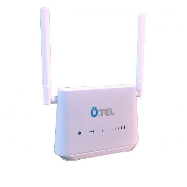 مودم روتر 4G LTE یوتل مدل U.Tel L443 با پشتیبانی اتصال سیمکارت، سرعت دانلود تا 150 مگابیت، آپلود تا 50 مگابیت، 4 پورت LAN، وایفای 802.11b/g/n در فرکانس 2.4 گیگاهرتز و قابلیت اتصال همزمان تا 32 کاربر